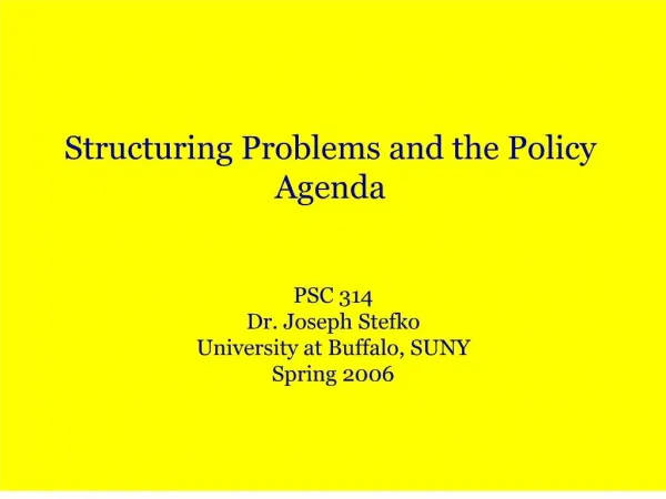structuring problems and the policy agenda