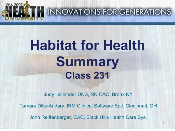habitat for health summary class 231