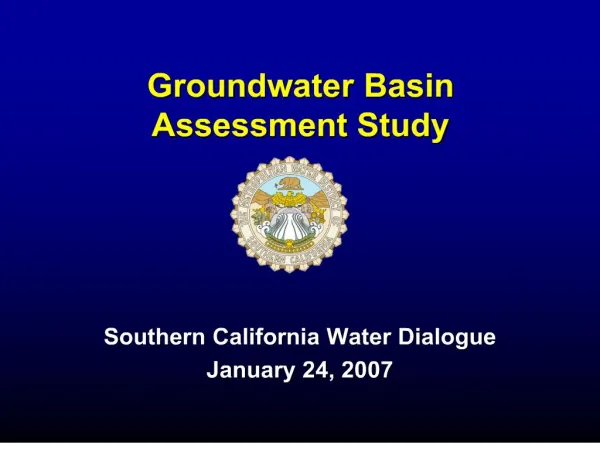 groundwater basin assessment study