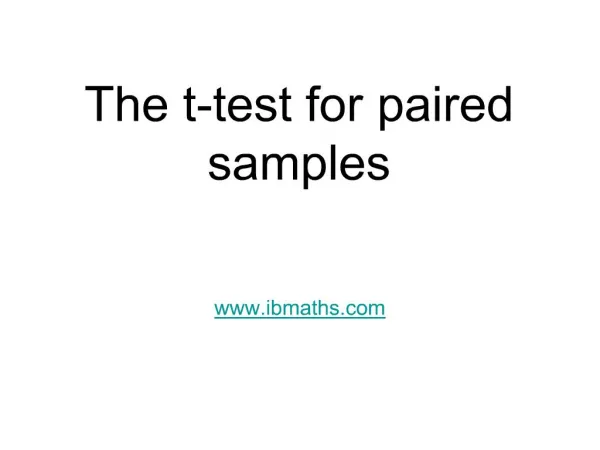 the t-test for paired samples