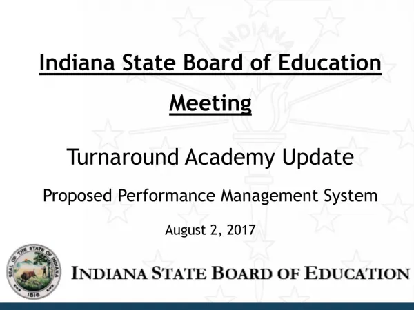 Indiana State Board of Education Meeting Turnaround Academy Update