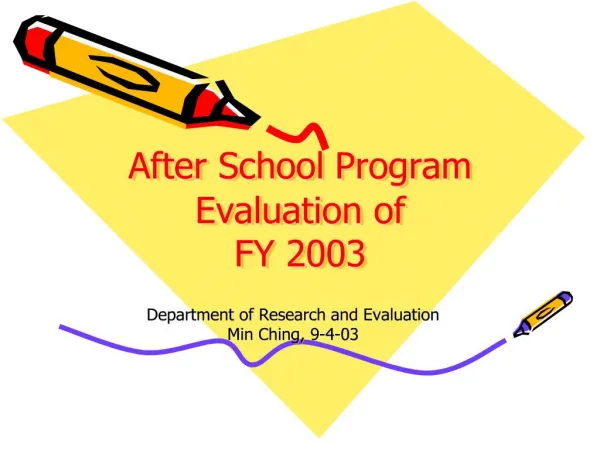 after school program evaluation of fy 2003