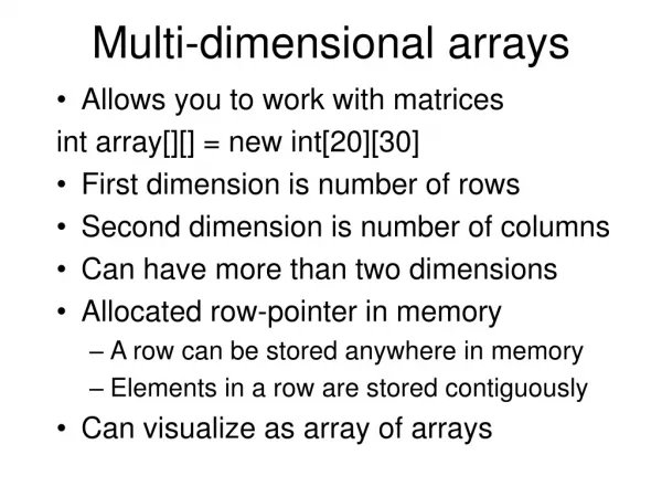 Multi-dimensional arrays