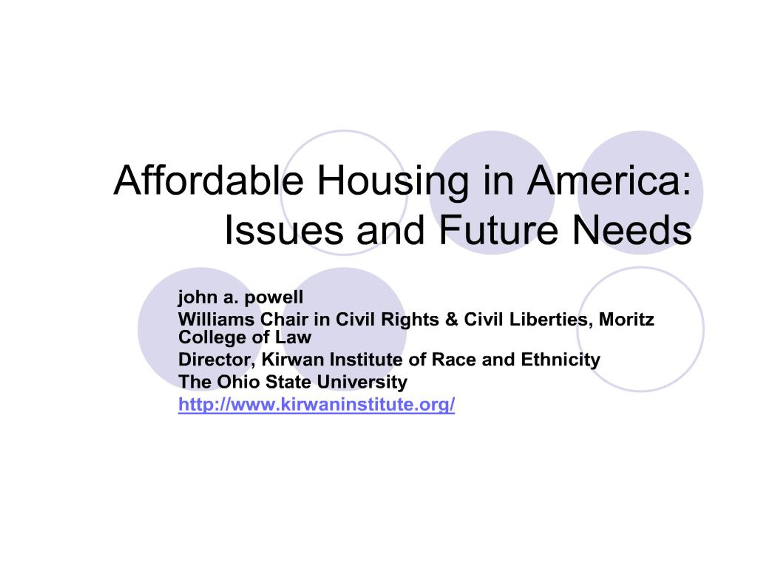 PPT - Affordable Housing in America: Issues and Future Needs PowerPoint ...