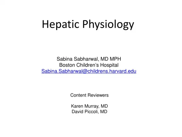 Hepatic Physiology