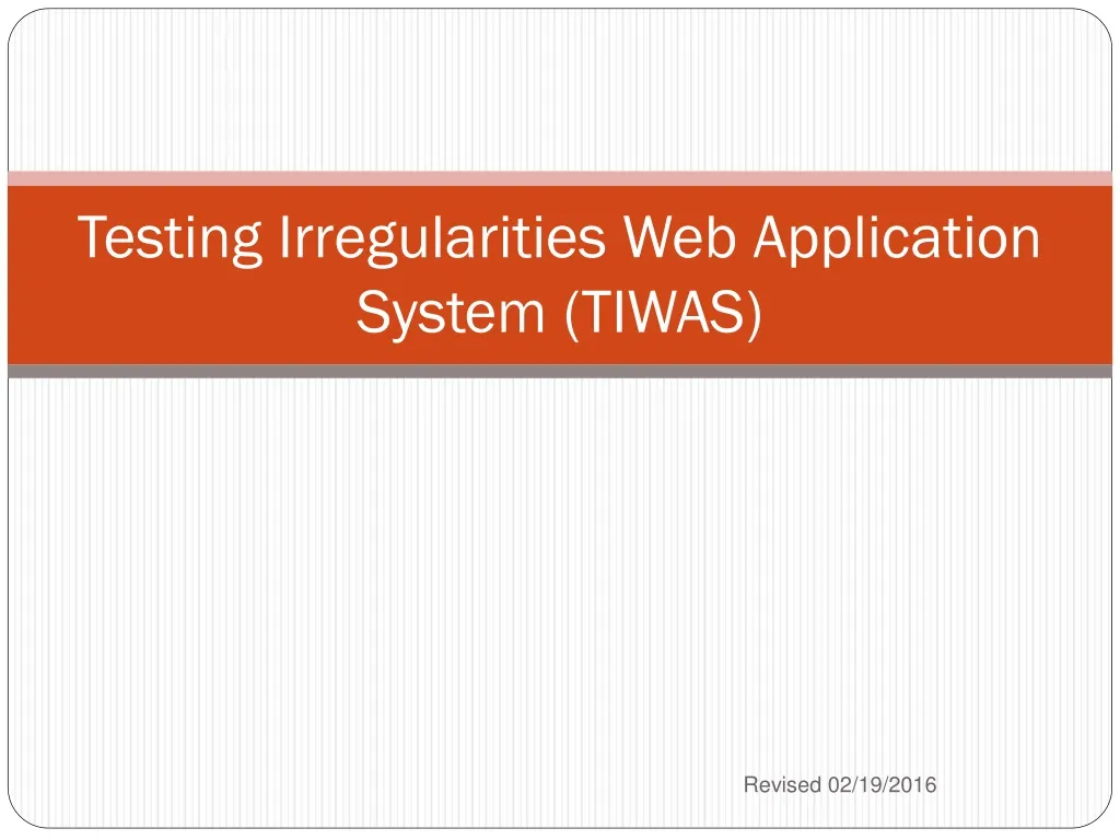 testing irregularities web application system tiwas