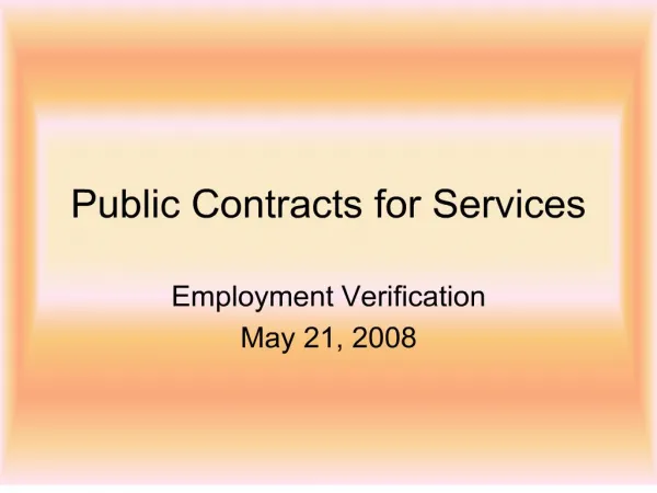 Public Contracts for Services