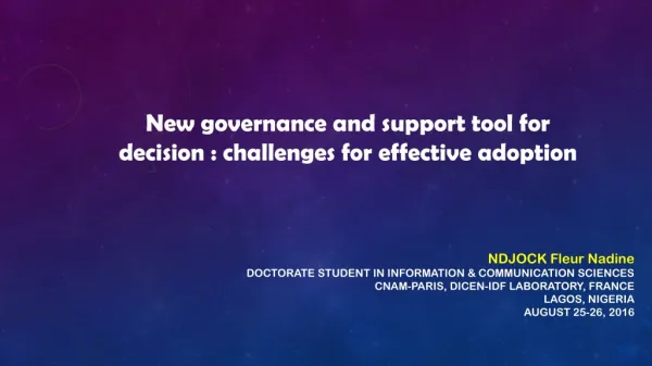 New governance and support tool for decision : challenges for effective adoption