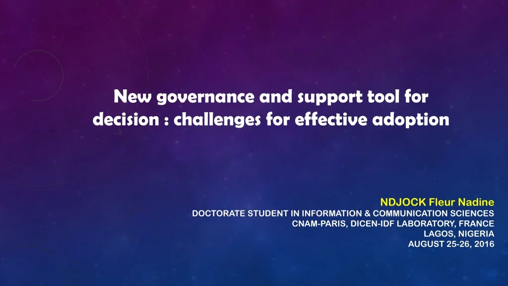 new governance and support tool for decision