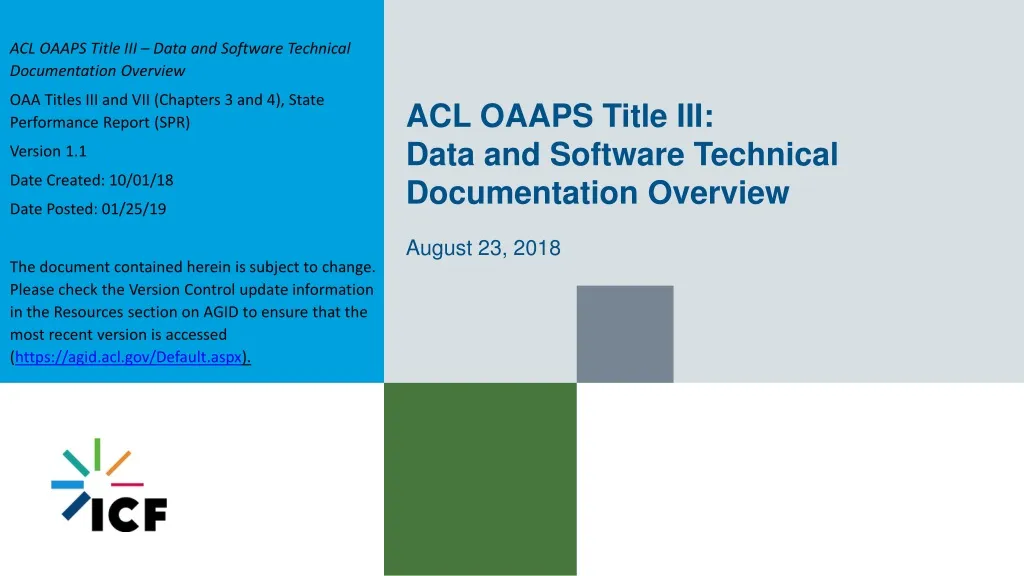 acl oaaps title iii data and software technical documentation overview