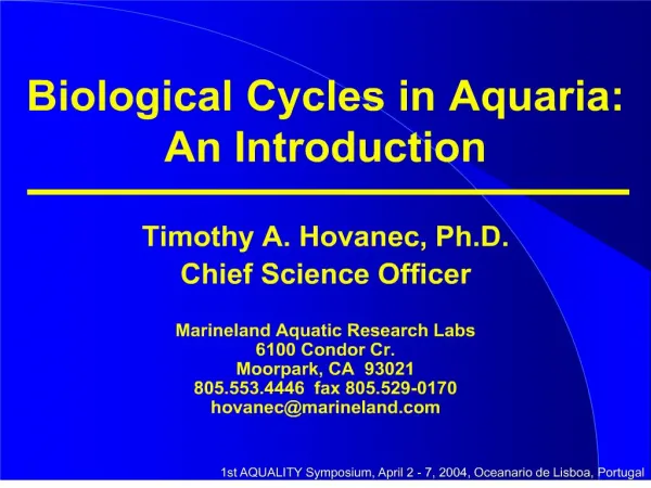 Biological Cycles in Aquaria: An Introduction