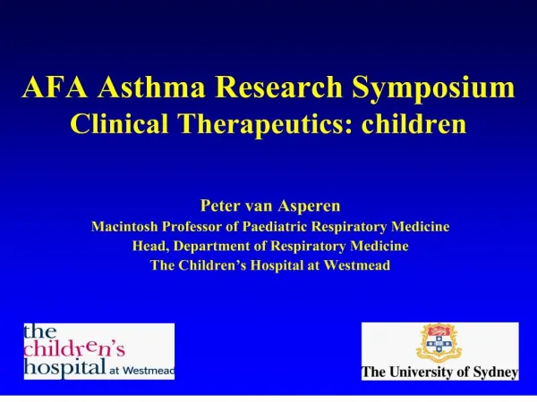 AFA Asthma Research Symposium Clinical Therapeutics: children