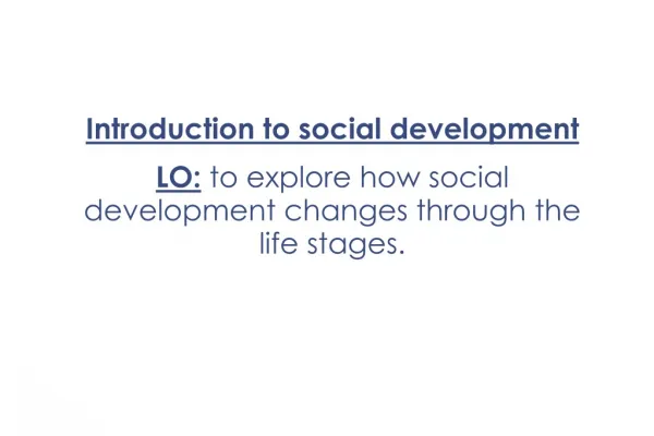 Introduction to social development