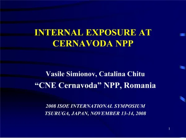 INTERNAL EXPOSURE AT CERNAVODA NPP