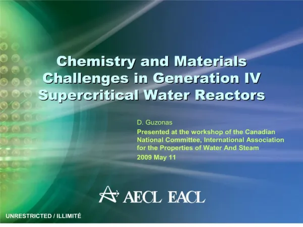 Chemistry and Materials Challenges in Generation IV Supercritical Water Reactors