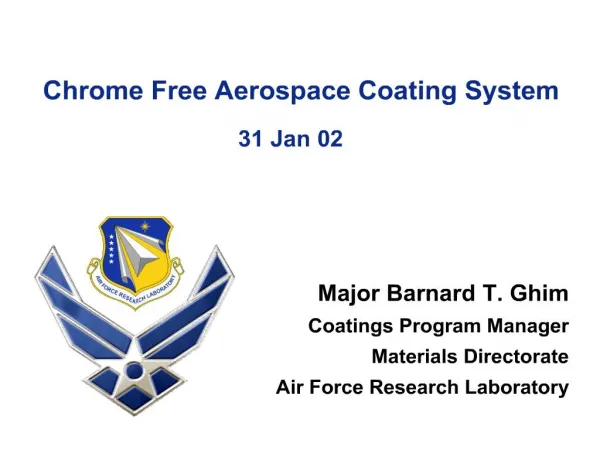 Chrome Free Aerospace Coating System 31 Jan 02