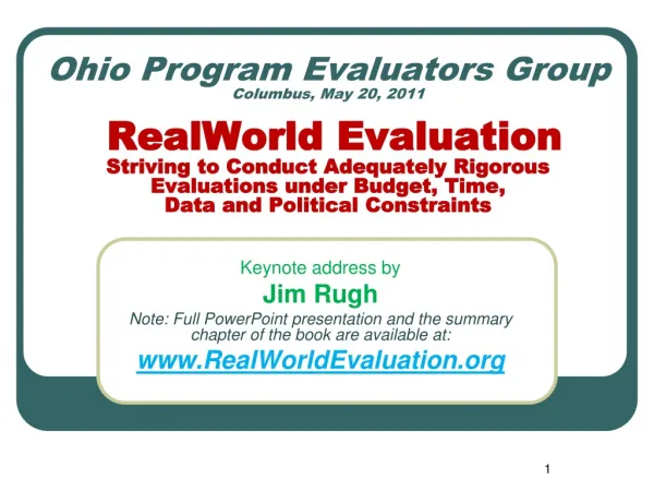 Keynote address by Jim Rugh