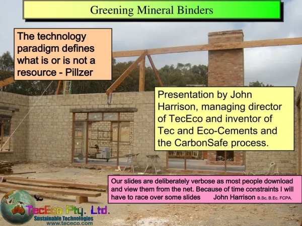 Greening Mineral Binders