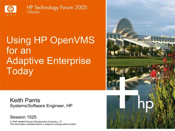 Using HP OpenVMS for an Adaptive Enterprise Today