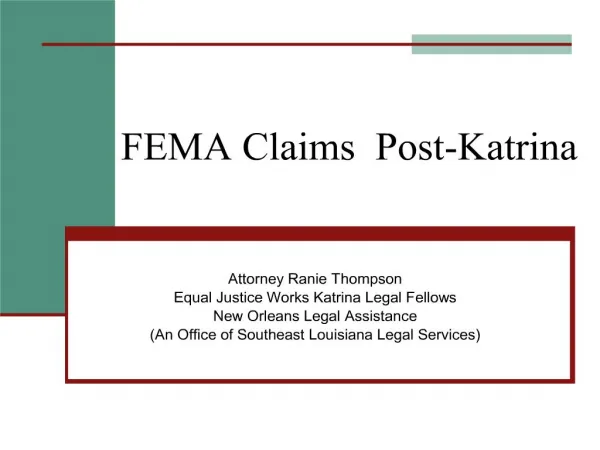 FEMA Claims Post-Katrina