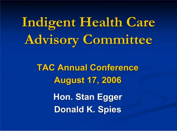 Indigent Health Care Advisory Committee