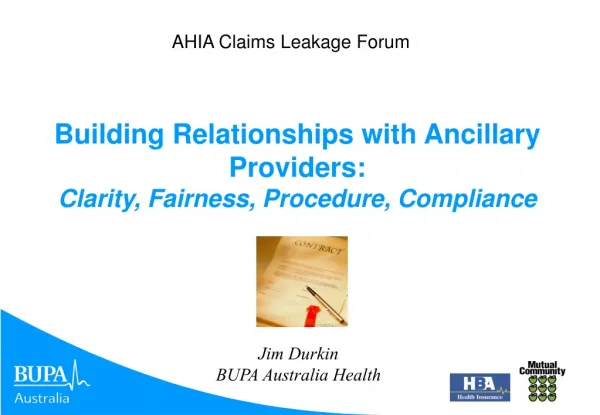 Building Relationships with Ancillary Providers: Clarity, Fairness, Procedure, Compliance