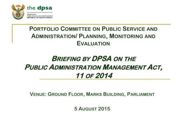 Venue: Ground Floor, Marks Building, Parliament 5 August 2015