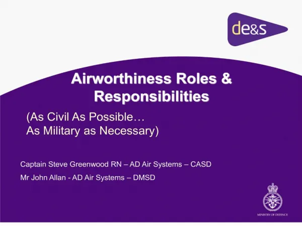 Airworthiness Roles Responsibilities