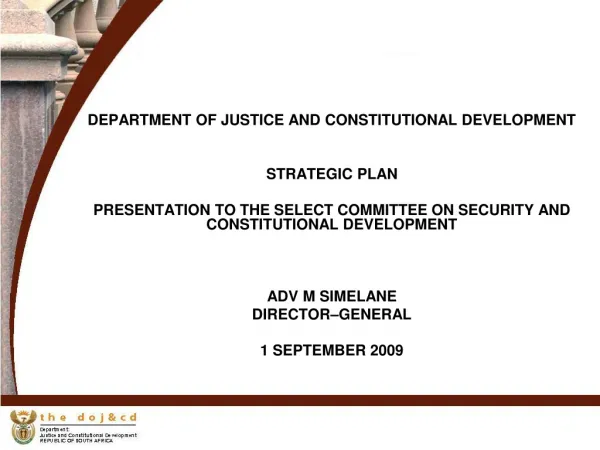 DEPARTMENT OF JUSTICE AND CONSTITUTIONAL DEVELOPMENT STRATEGIC PLAN