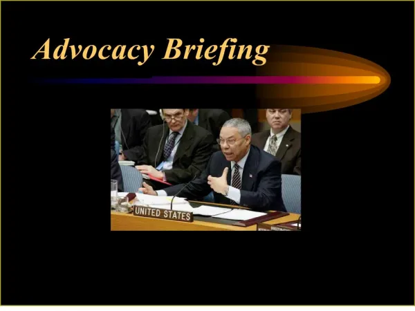 Advocacy Briefing