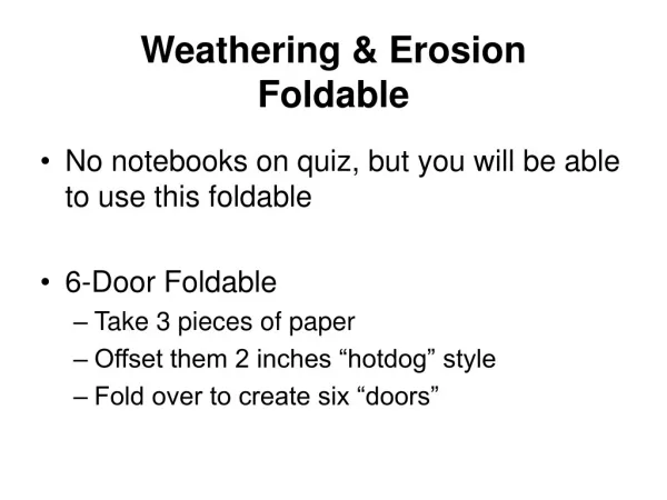 Weathering &amp; Erosion Foldable