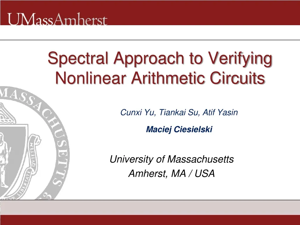 spectral approach to verifying nonlinear arithmetic circuits