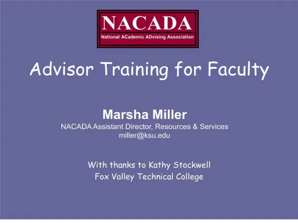 Advisor Training for Faculty