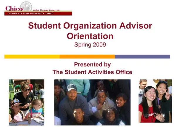 Student Organization Advisor Orientation Spring 2009