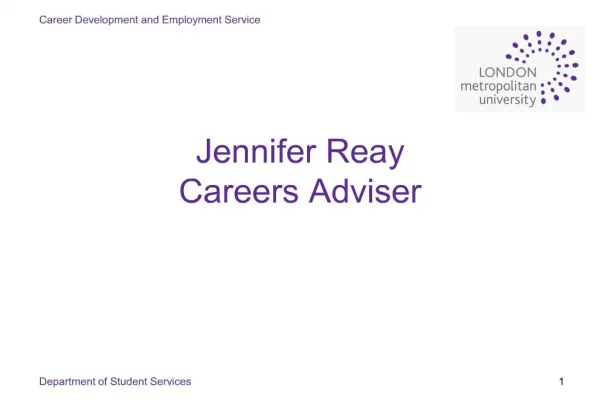 Jennifer Reay Careers Adviser