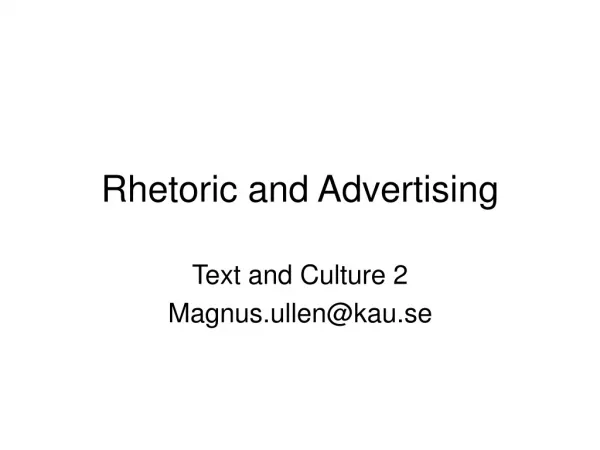 Rhetoric and Advertising