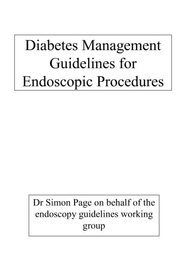 Diabetes Management Guidelines for Endoscopic Procedures