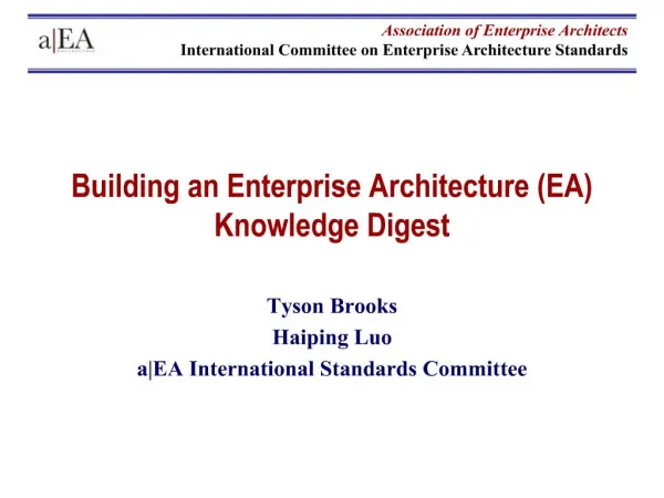 Building an Enterprise Architecture EA Knowledge Digest