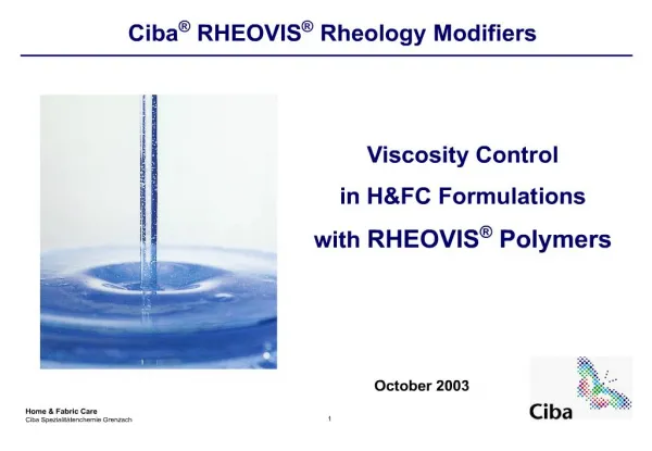 Ciba RHEOVIS Rheology Modifiers