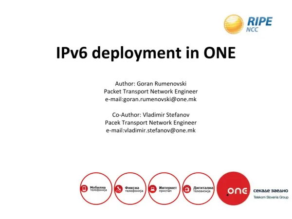 IPv6 deployment in ONE