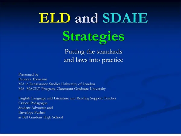 ELD and SDAIE Strategies