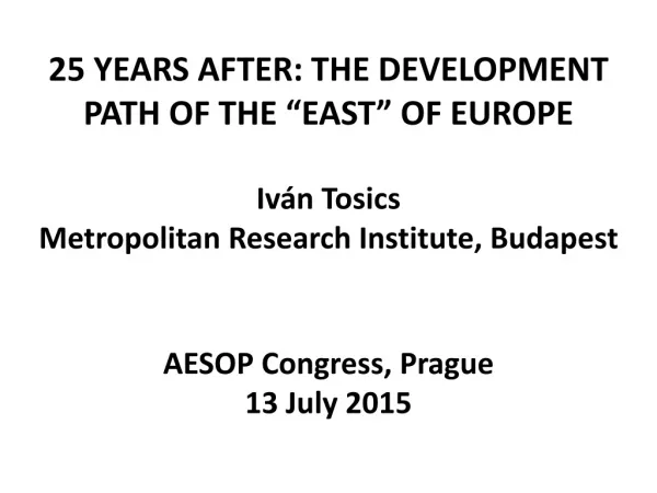 AESOP Congress, Prague 13 July 2015