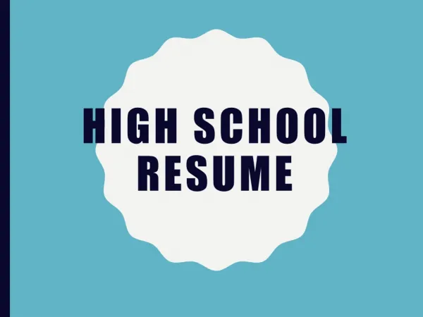 High School Resume