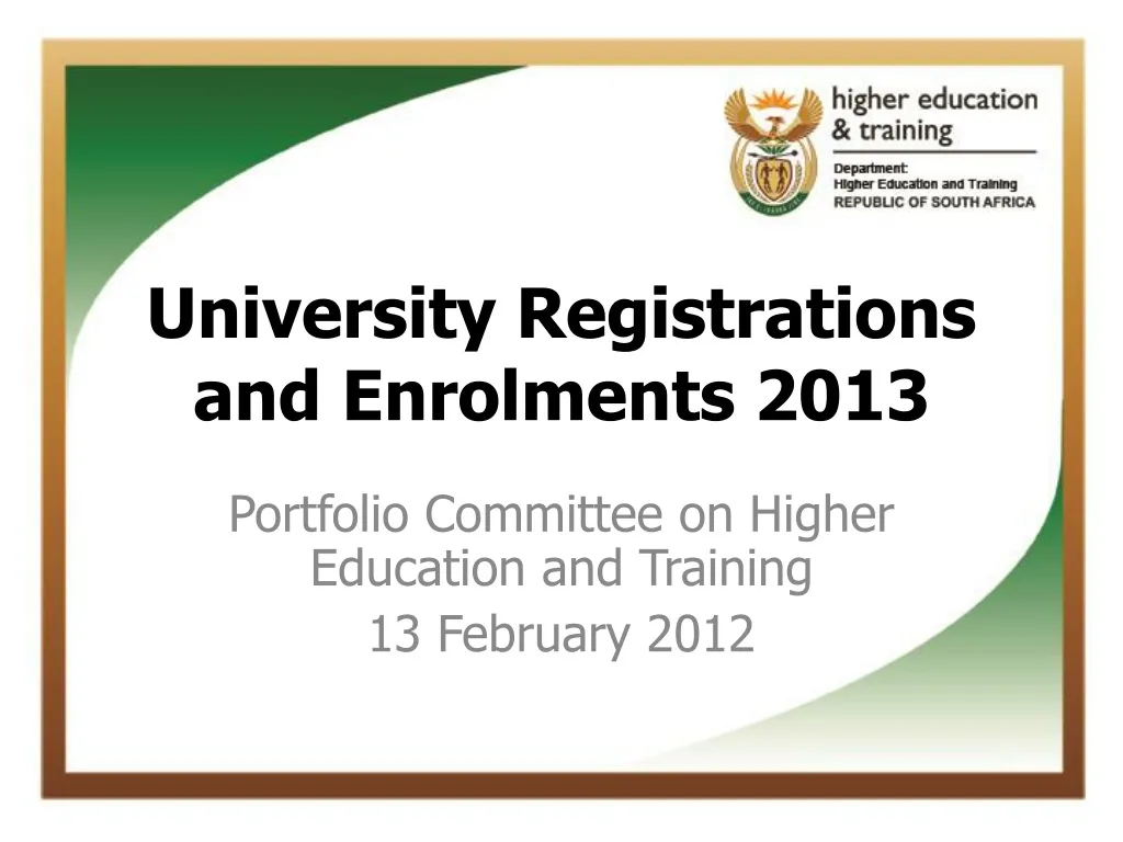 university registrations and enrolments 2013