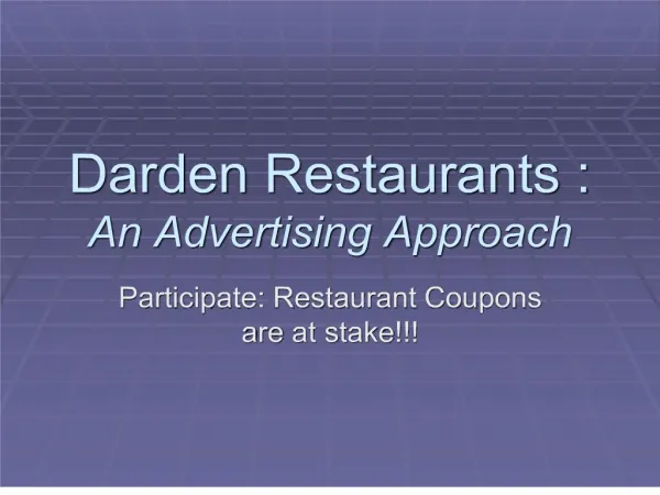Darden Restaurants : An Advertising Approach