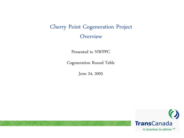 Cherry Point Cogeneration Project Overview