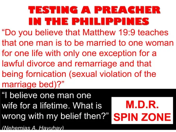 TESTING A PREACHER IN THE PHILIPPINES