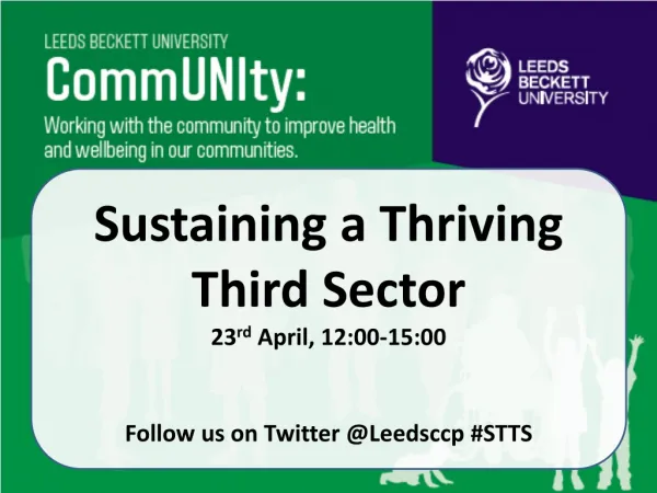 Sustaining a Thriving Third Sector 23 rd April, 12:00-15:00