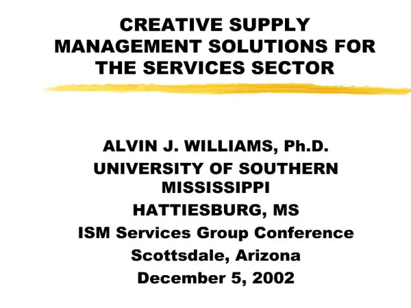CREATIVE SUPPLY MANAGEMENT SOLUTIONS FOR THE SERVICES SECTOR