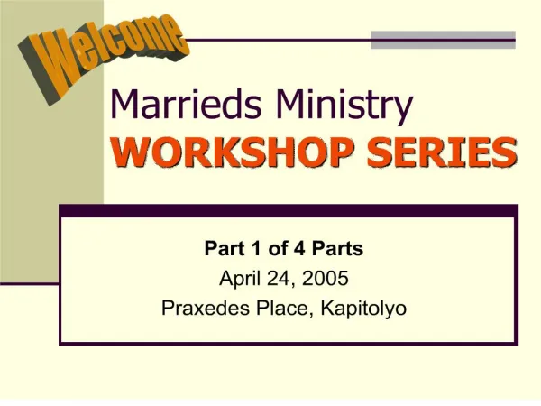 Marrieds Ministry WORKSHOP SERIES